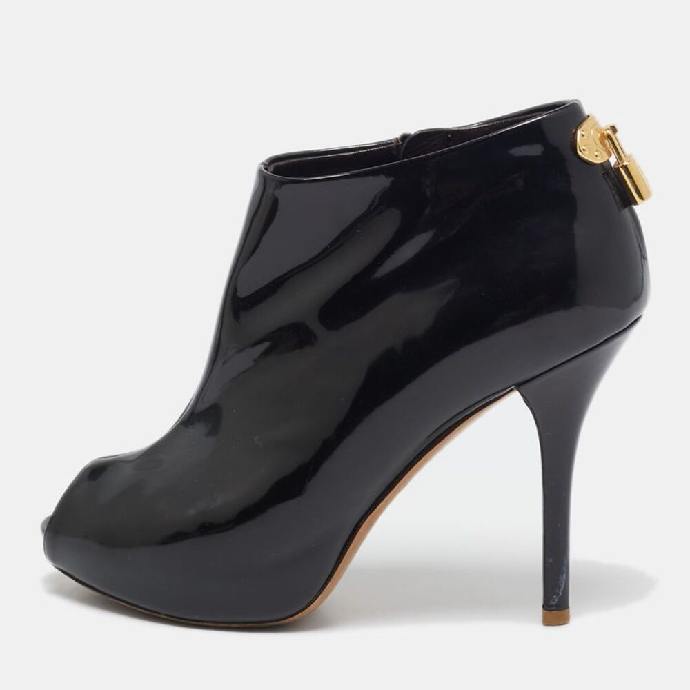 Louis Vuitton Oh Really! Size 36 Burgundy Patent Leather Ankle Length Boots - Picture 1 of 7